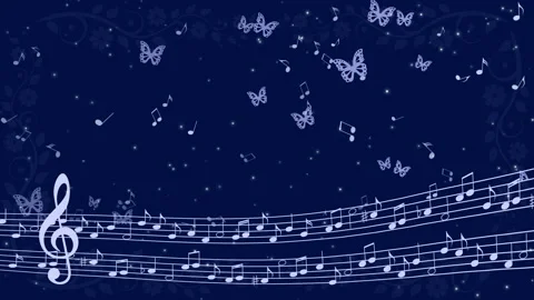 Abstract music background with notes and butterflies Stock Footage 106696418