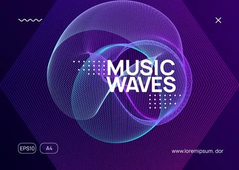 Abstract music flyer. Techno dj party. Electro dance event. Elec Stock Illustration