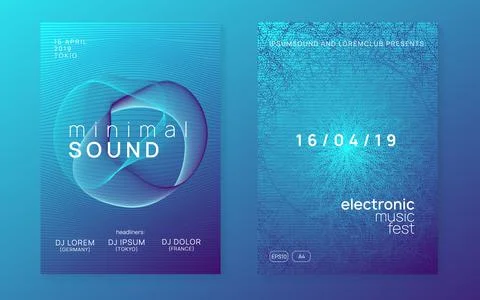 Abstract music flyer. Techno dj party. Electro dance event. Elec Stock Illustration