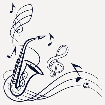 Abstract Music Instruments: Minimal Vector Lines Stock Illustration