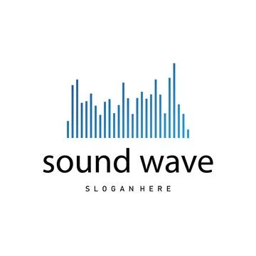 Abstract music logo with dynamic waveform, suitable for podcast and radio b.. Stock Illustration