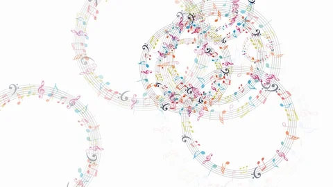 Abstract music notes on black background - 4k, loop, alpha Stock Footage 91475808