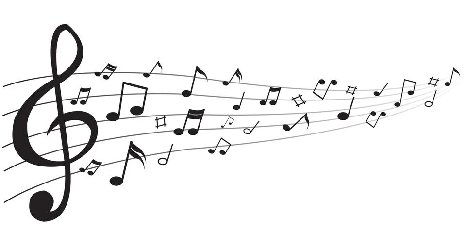 Abstract music notes, Black notes on white background, Vector illustration. 스톡 일러스트
