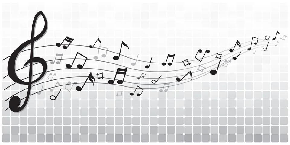 Abstract music notes, Black notes on white background, Vector illustration. 스톡 일러스트