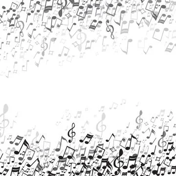 Abstract music notes, Black notes on white background, Vector illustration. Stock Illustration