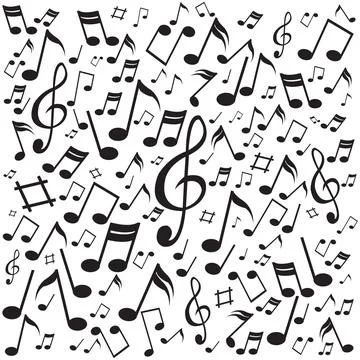 Abstract music notes, Black notes on white background, Vector illustration. 스톡 일러스트