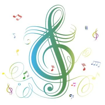 Abstract music notes colorful background Stock Illustration