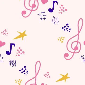 Abstract music notes seamless pattern background. musical melody decoration 스톡 일러스트
