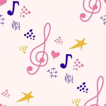 Abstract music notes seamless pattern background. musical melody decoration 스톡 일러스트