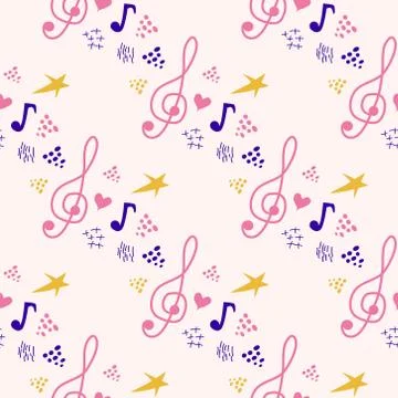 Abstract music notes seamless pattern background. musical melody decoration 스톡 일러스트