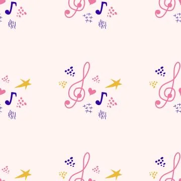 Abstract music notes seamless pattern background. musical melody decoration 스톡 일러스트
