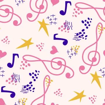 Abstract music notes seamless pattern background. musical melody decoration Illustrazione stock