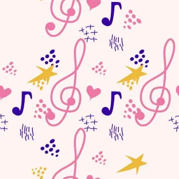 Abstract music notes seamless pattern background. musical melody decoration 스톡 일러스트