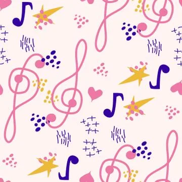 Abstract music notes seamless pattern background. musical melody decoration 스톡 일러스트