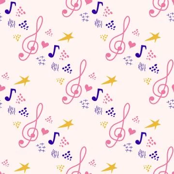 Abstract music notes seamless pattern background. musical melody decoration Illustrazione stock