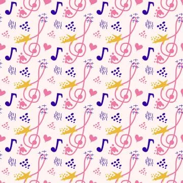Abstract music notes seamless pattern background. musical melody decoration 스톡 일러스트