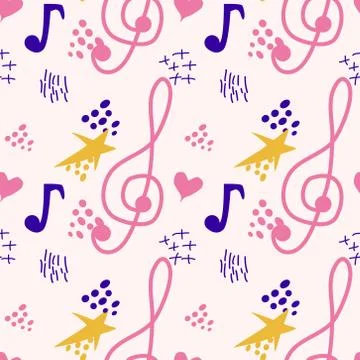Abstract music notes seamless pattern background. musical melody decoration Illustrazione stock