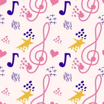 Abstract music notes seamless pattern background. musical melody decoration Illustrazione stock