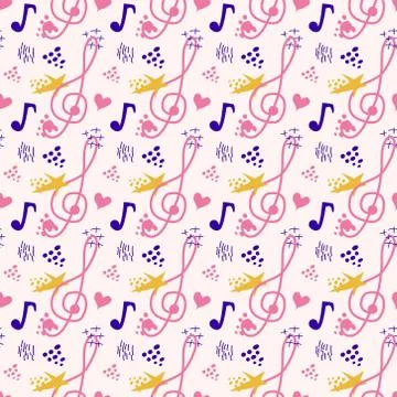 Abstract music notes seamless pattern background. musical melody decoration 스톡 일러스트