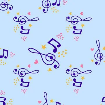 Abstract music notes seamless pattern background. musical illustration melody Stock Illustration