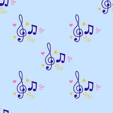 Abstract music notes seamless pattern background. musical illustration melody Stock Illustration