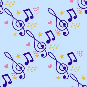 Abstract music notes seamless pattern background. musical illustration melody 스톡 일러스트