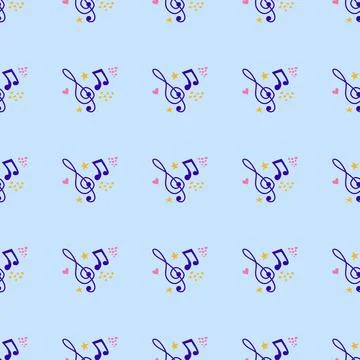 Abstract music notes seamless pattern background. musical illustration melody 스톡 일러스트