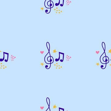 Abstract music notes seamless pattern background. musical illustration melody Stock Illustration