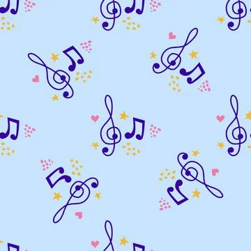 Abstract music notes seamless pattern background. musical illustration melody 스톡 일러스트