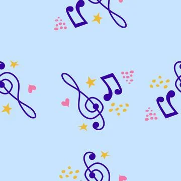 Abstract music notes seamless pattern background. musical illustration melody 스톡 일러스트