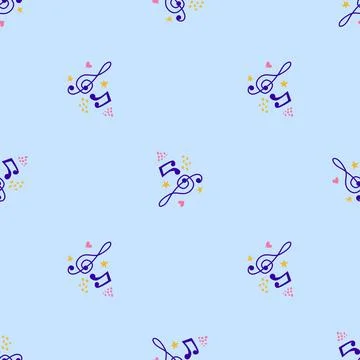 Abstract music notes seamless pattern background. musical illustration melody Stock Illustration