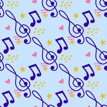 Abstract music notes seamless pattern background. musical illustration melody 스톡 일러스트