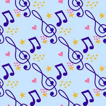 Abstract music notes seamless pattern background. musical illustration melody Stockillustratie