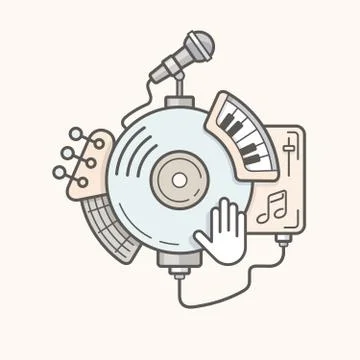 Abstract music tools line icon Illustrazione stock