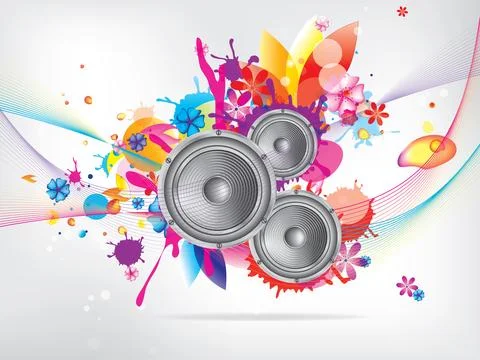 Abstract musical background with floral elements. イラスト素材