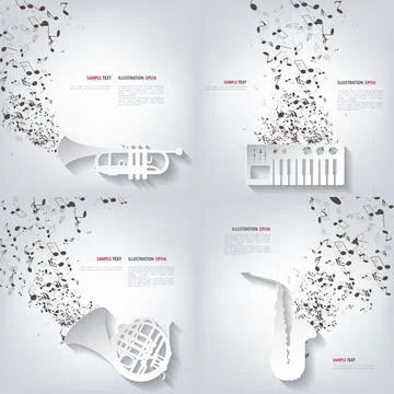 Abstract musical background with notes. Music sound. Stock Illustration