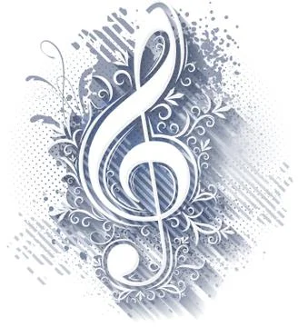Abstract musical background with treble clef. 库存插图