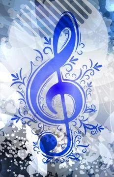 Abstract musical background with treble clef. 스톡 일러스트