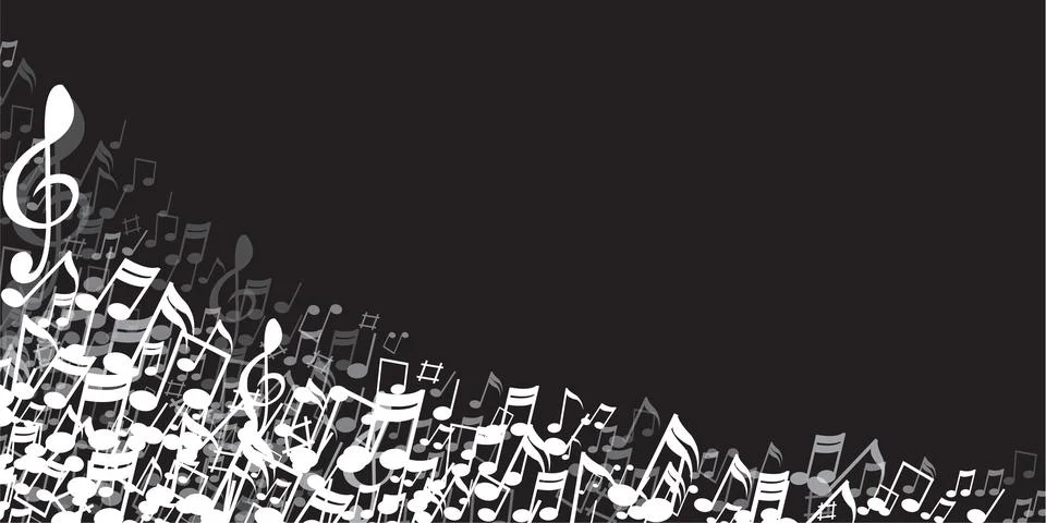 Abstract musical background, White note on black background, Vector illustration 스톡 일러스트