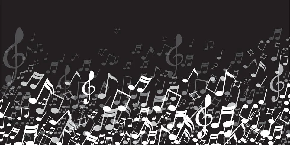 Abstract musical background, White note on black background, Vector illustration Stock Illustration