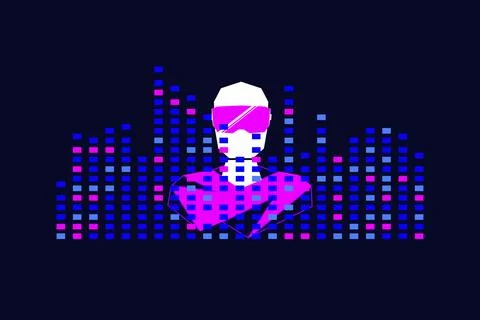 Abstract musical equalizer wuth cyberman Stockillustratie