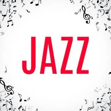 Abstract musical frame and border with black notes on white background Stock Illustration