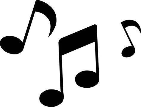 Abstract musical notes in a dynamic silhouette arrangement silhouette Stock Illustration