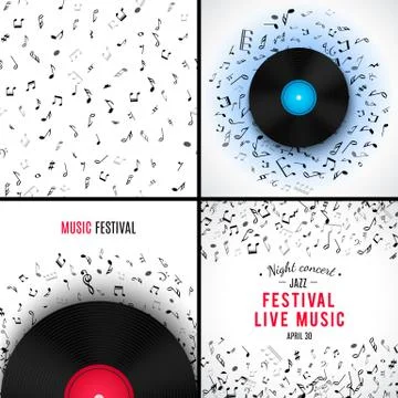 Abstract musical seamless pattern with black notes on white background 库存插图