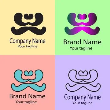Abstract Mustache Crest logo design Stock Illustration