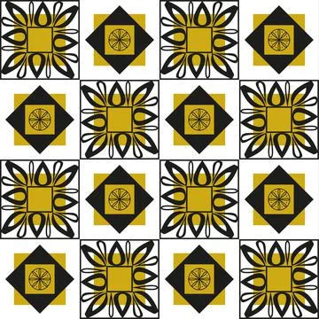 Abstract mustard pattern with rhombuses and uneven colors seamless Stock Illustration