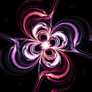 Abstract the mysterious glowing flower swirls in dark space Stock Illustration