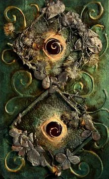 Abstract mystic background with magic elements, fantasy book cover with decor 库存插图