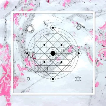 Abstract mystical geometry, linear alchemy, occult, philosophical sign. Stock Illustration