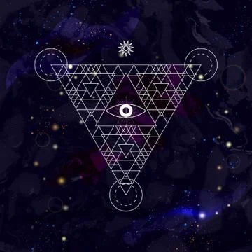 Abstract mystical geometry symbol. Linear alchemy, occult, philosophical sign Stock Illustration